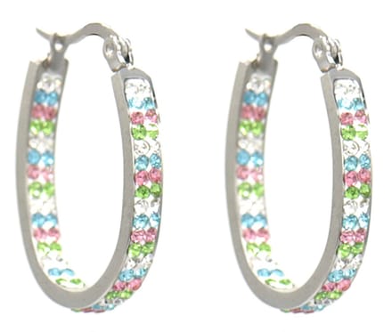 Oorbellen met Kralen - Oorringen RVS - 2,8 cm - Zilverkleurig