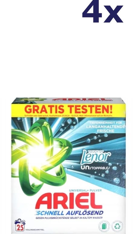 4x Ariël Poeder - 25sc1.5kg - universal+ - touch lenor unstoppables Waspoeder