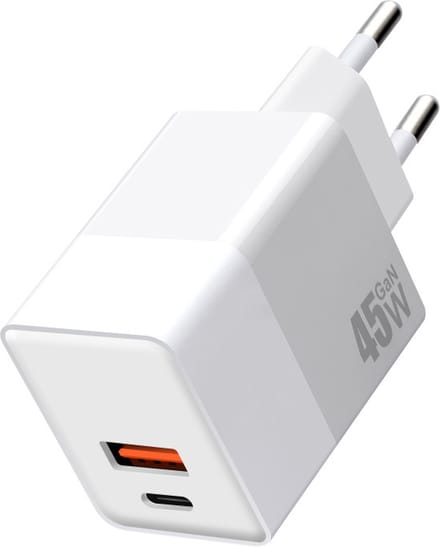 Sounix USB C Oplader - 45W Snellader - Oplader - GaN - 1 USB-C & 1 USB-A Adapter - Snellader - USB Stekker - Wit