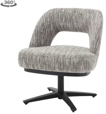 Tower Living Eetkamerstoel Caldes draaibaar Chenille - TED 8 white-grey