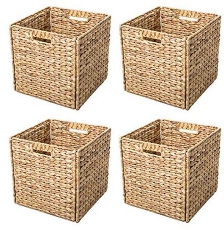 Opvouwbare Hyacint Opbergmanden (set van 4) met ijzeren draadframe