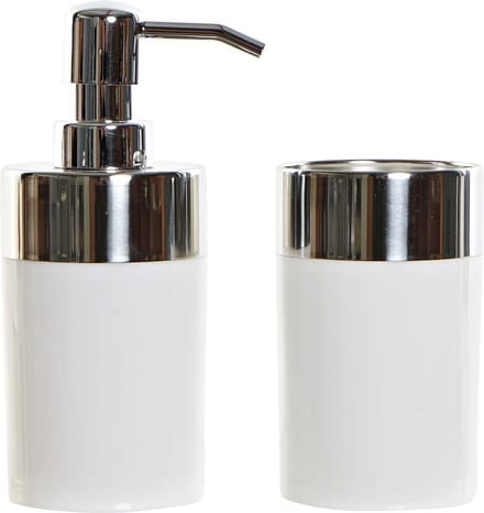 Items Zeeppompje - incl. beker - wit - polystone - 16 cm - badkamer accessoires