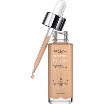 L'Oréal Paris Accord Parfait Nude Volumegevend Getint Serum Foundation met hyaluronzuur - 4-5 Medium - 30ml - Vegan