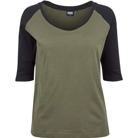 Urban Classics 3/4 Contrast Raglan Tee Dames Shirt met lange mouwen - 5XL