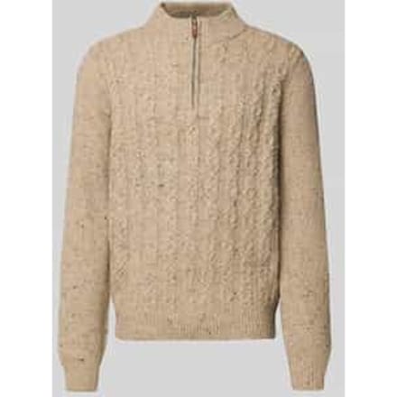 Fynch-Hatton Trui Troyer Zip Cable Knit Donegal Winter White / male