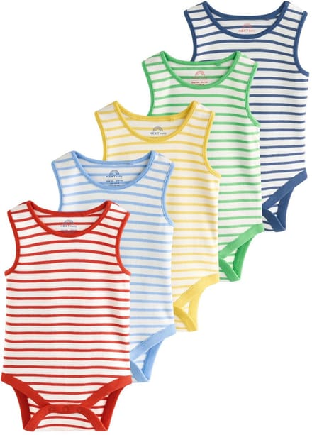 Next - Jongens - Set van 5 hemdje-babyrompertjes - Blauw