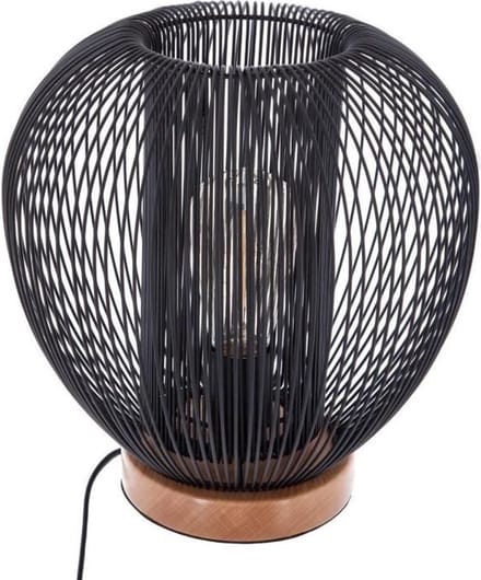 Design hanglamp met snoer, beukenhout en ijzer NODA
