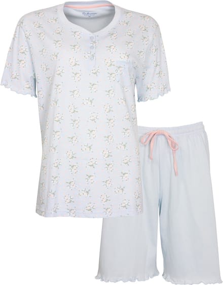 Tenderness Dames Shortama - Pyjama - Katoen - Licht Blauw - Maat M