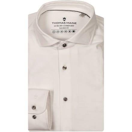 Thomas Maine Overhemd Roma Modern Kent Liquid Cotton Uni Color Wit / male