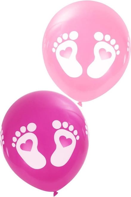 Ballonnen - Baby Voetjes - Roze - 8st.