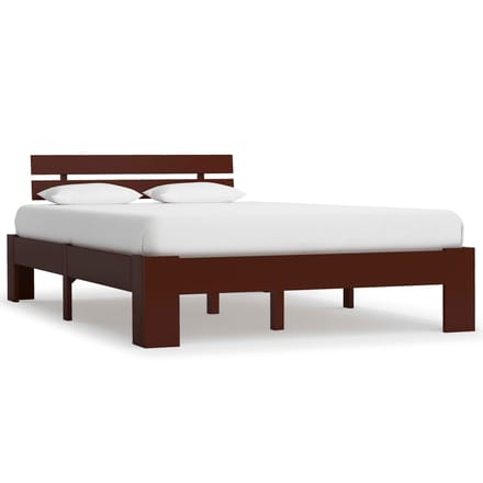 vidaXL - Bedframe - massief - grenenhout - donkerbruin - 140x200 - cm