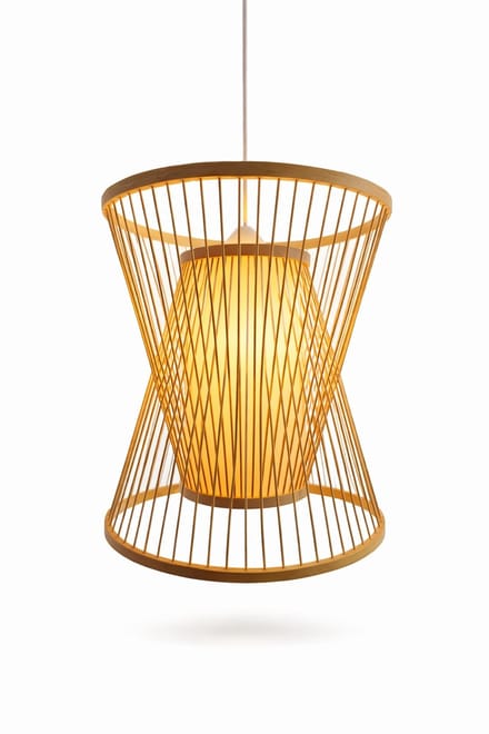 Hanglamp bamboe – Japandi – Ø30x35 cm – conisch design – naturel – E27 – inclusief pendel