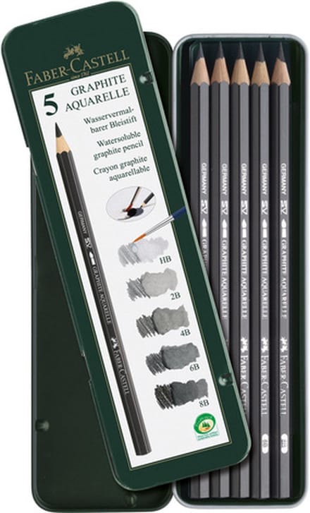 Faber-Castell aquarelpotlood - Graphite - zwart - blik HB / 2B / 4B / 6B / 8B - FC-117805