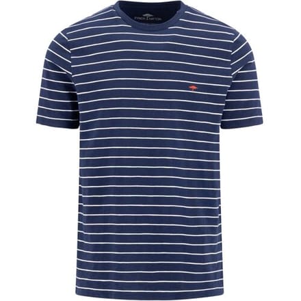 Fynch-Hatton T-Shirt Slub Stripe Crew Neck Marine / male