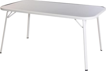 Pro Garden Tuintafel 150 x 90 cm Staal/Glas Wit/Grijs