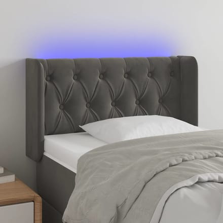 vidaXL - Hoofdbord - LED - 83x16x78/88 - cm - fluweel - donkergrijs
