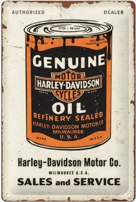 Metalen Bord 20 x 30 cm Harley-Davidson - Genuine Olieblik