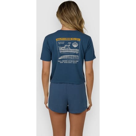 Salty Crew Boat Shop Crop T-Shirt blauw
