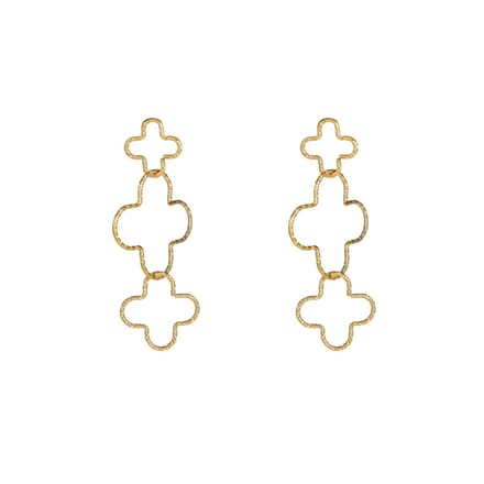 Go Dutch Label Oorknoppen Open Clover Dangle Goud