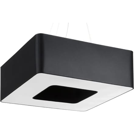 Kroonluchter URANO 60 met vierkante stoffen kap - Sollux Lighting - IP20 - Zwart stof/pvc/staal behuizing - 60 x 60 x 112 cm - 8 x E27 LED, exclusief lichtbron - 8 x 15 W - Minimalistische kroonluchter voor woonkamer, slaapkamer en eetkamer