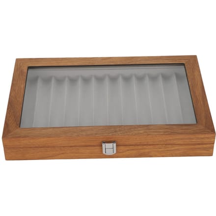 Houten Vulpen Display Case Organizer Walnoothout Opbergdoos Geschenkdoos voor 12 Pennen Display gray