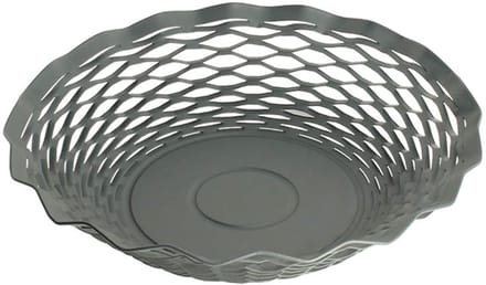 Broodmandje van RVS - Vintage - Rond - Donkergrijs - Ø 24 x H 5 cm