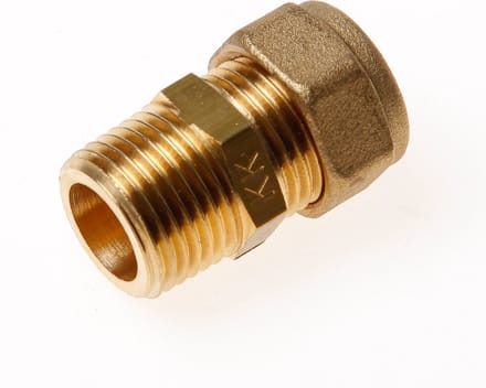 Messing knelkoppeling, Puntstuk recht / US-K voor buis-Ø 15 mm x 1/2"