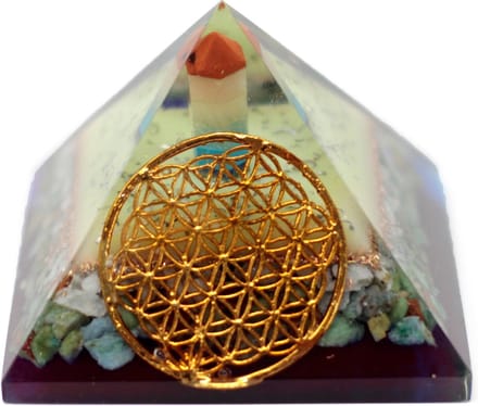 Grote Organite Piramide 70mm - Bloem des levens symbool