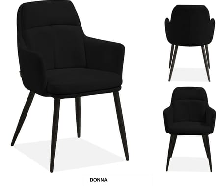 MX Sofa Eetkamer stoel Donna - kleur: Black - set van 2 stoelen