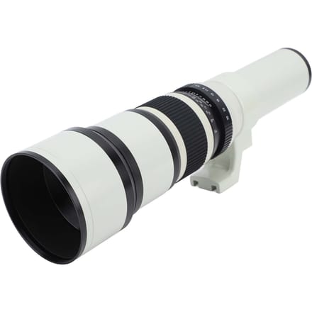 Objectif Téléobjectif 500mm F6.3 à Mise au Point Manuelle avec Bague Adaptatrice T2 16.4ft Revêtement MC Structure Métallique blanc