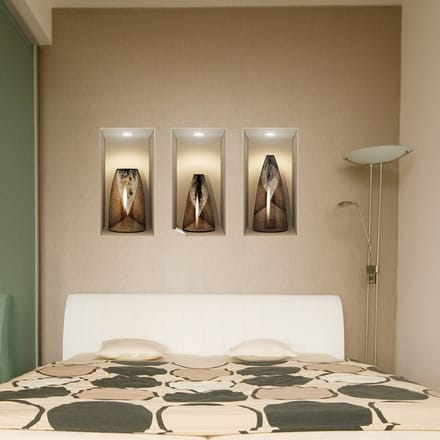 3D-effect sticker van vintage houten vazen, 60 x 90 cm