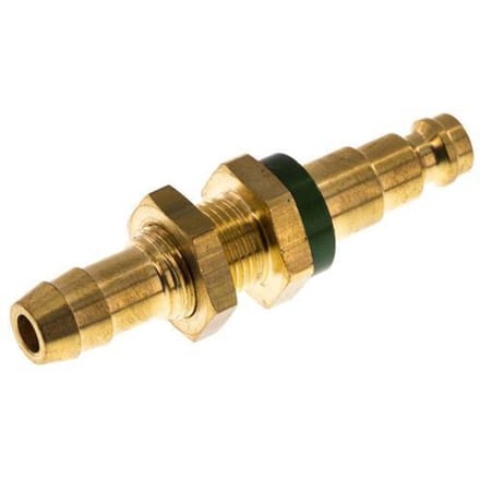 Messing DN 5 Groen-Coded Luchtkoppeling Insteeknippel 9 mm Slangpilaar Schotkoppeling