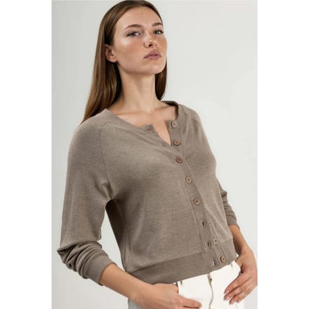 Ronde hals knoop cardigan