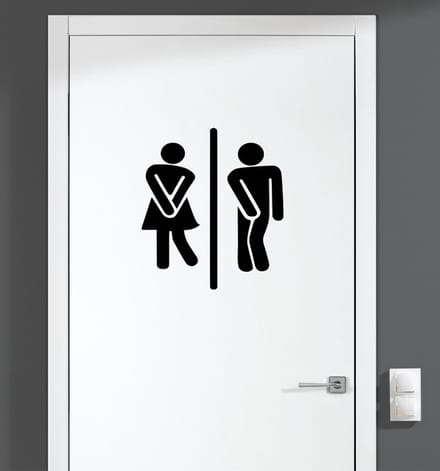 Deursticker - Dame en Heer WC - Zwart 18x16