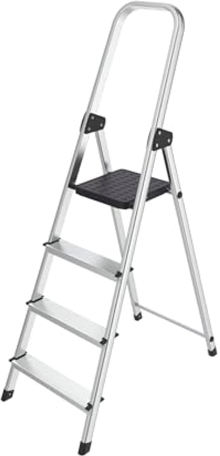 Aluminium Opstapladder 4-traps - Antislip Treden - Lichtgewicht en Veilig