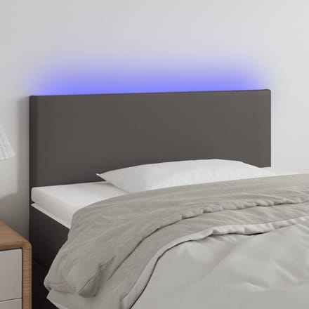 vidaXL - Hoofdbord - LED - 80x5x78/88 - cm - kunstleer - grijs