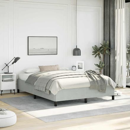 vidaXL - Bedframe - zonder - matras - lichtgrijs - 137x190 - cm - volledig - fluweel