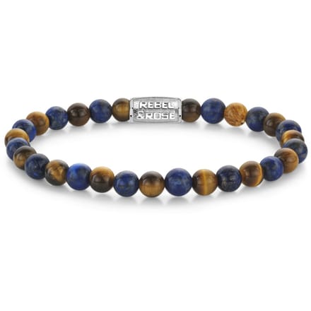 Rebel & Rose armband Mix Tiger Lapis 6mm unisex RR-60133-S