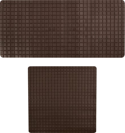 MSV Douche/bad anti-slip matten set badkamer - rubber - 2x stuks - bruin - 2 formaten