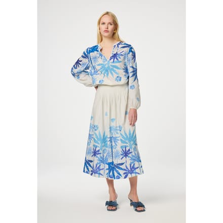 Fabienne Chapot Loua Skirt Warm White/bright Bl Maat: 44 | Midi Rokken Outlet | Dames | Wit