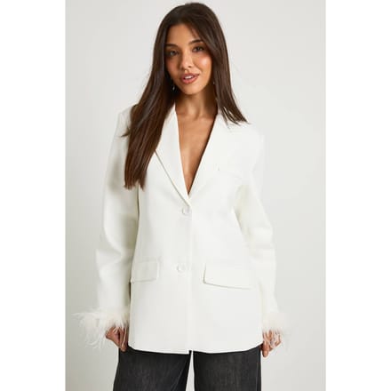boohoo Dames Oversized blazer met veren manchetten | Ivoor | Maat: 40