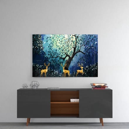 Gouden herten glas schilderij