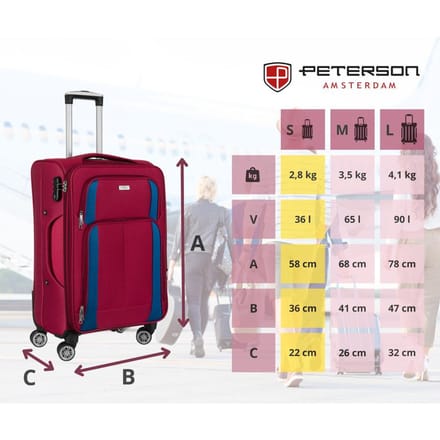 Peterson Serie - Reiskoffer - Czerwono-Niebieski - Telescoopgreep - 360° Wielen
