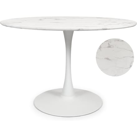Milton & Oldbrook Eettafel Ø 120 cm Prague Marmerlook Mat Wit