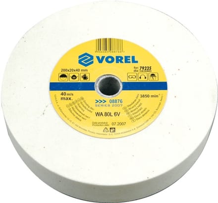 Vorel Serie - Fijne Slijpsteen - 200mm - 20mm Dikte - 40mm Binnendiameter