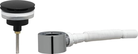 Ben Fixed Wastafel Afvoerplug Set - Niet-afsluitbaar - met plat Meubelsifon 5/4" - Gestructureerd zwart