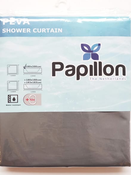 Papillon - Douchegordijn - PEVA - 180x200 cm - Donkergrijs