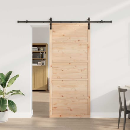 vidaXL - Schuifdeur - Naturel - 80 - x - 208 - cm - Massief - grenenhout