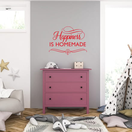 Muursticker - Happiness Is Homemade - 40,6 x 53,9 - Rood