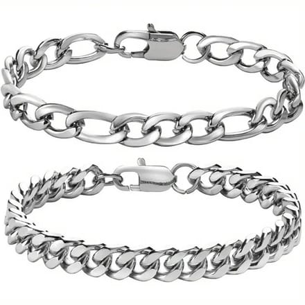 Nivard Armband - Staal - Nep Zilver - Heren - Stijl 2 - 21cm